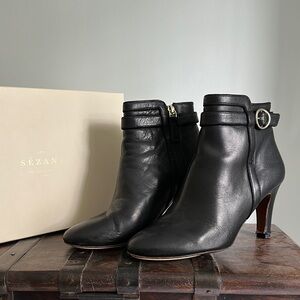Sezane Black Leather Ankle Boots (US 9 / EU size 40)